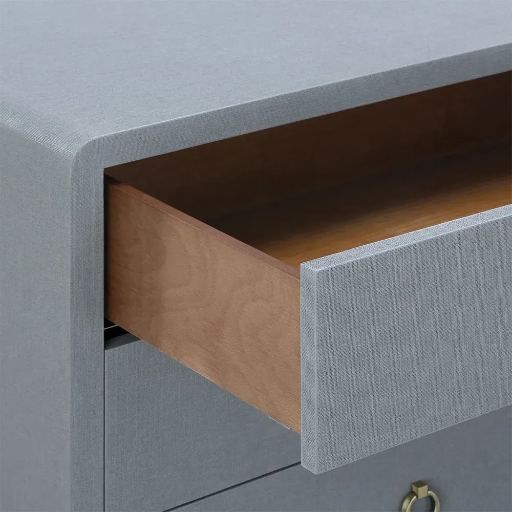 Bryant Double Dresser with Drawers - Grey, Lacquered Linen