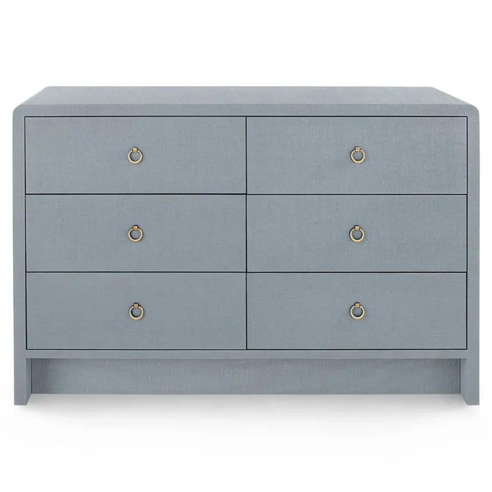Bryant Double Dresser with Drawers - Grey, Lacquered Linen