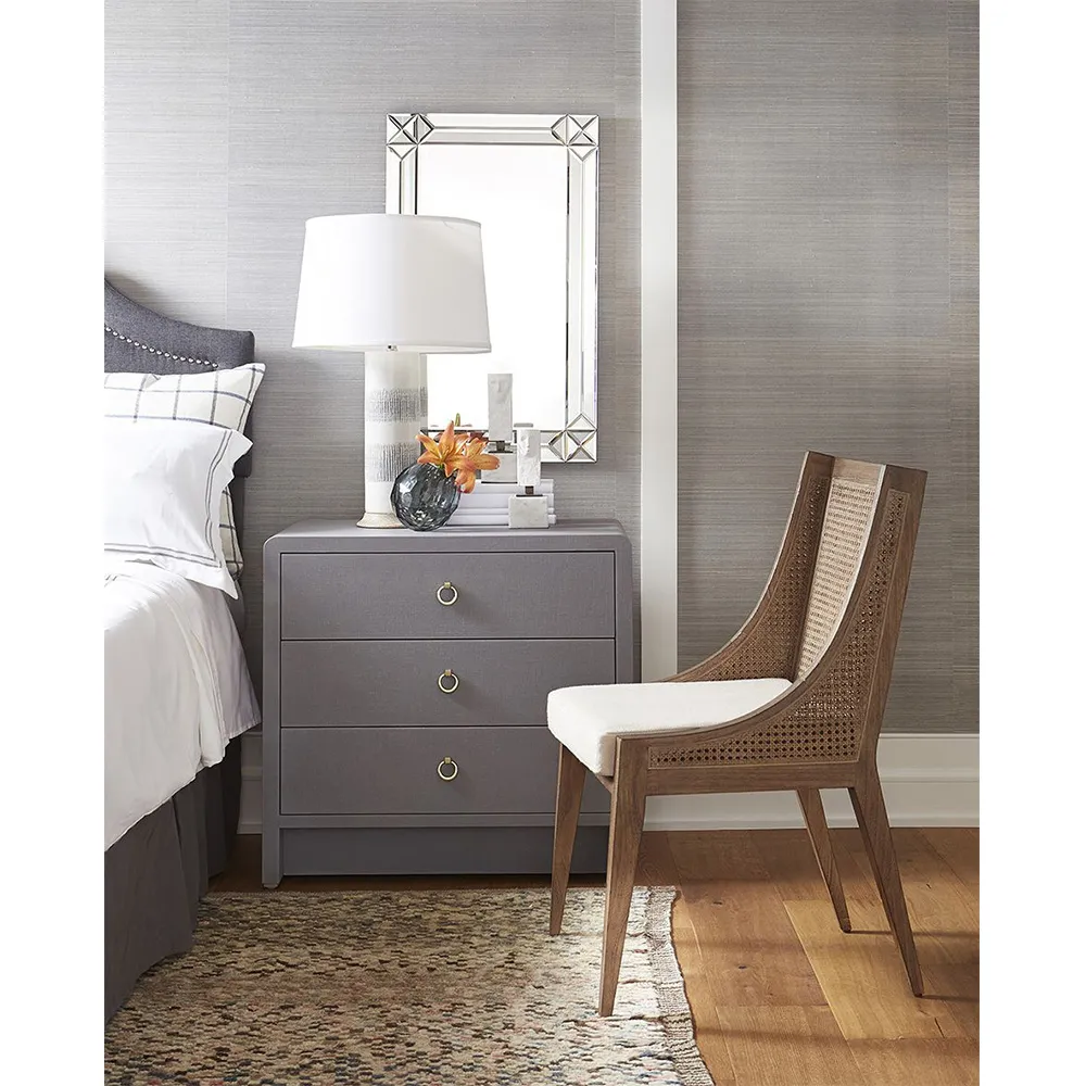 Bryant Nightstand with Drawers - Grey, Lacquered Linen