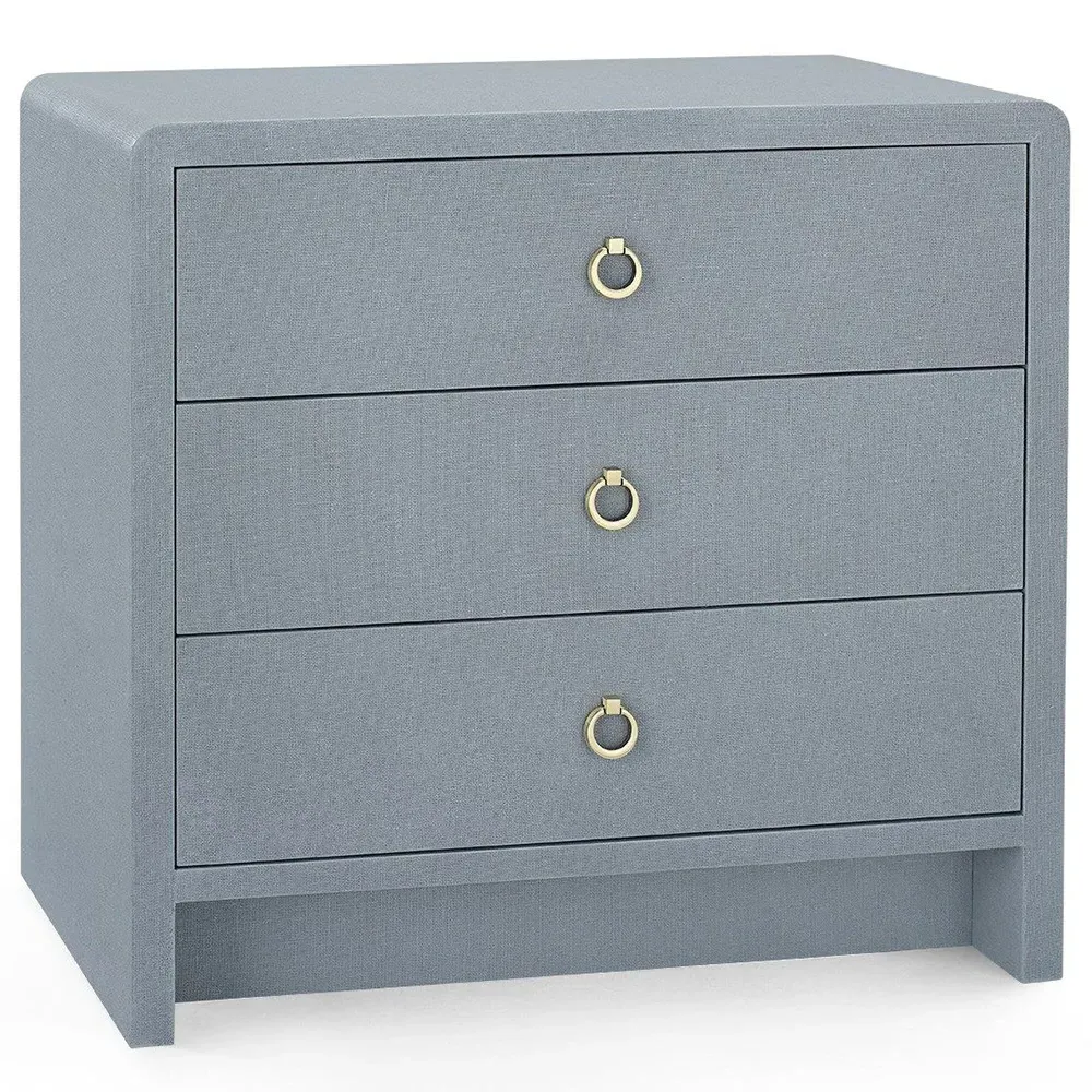 Bryant Nightstand with Drawers - Grey, Lacquered Linen