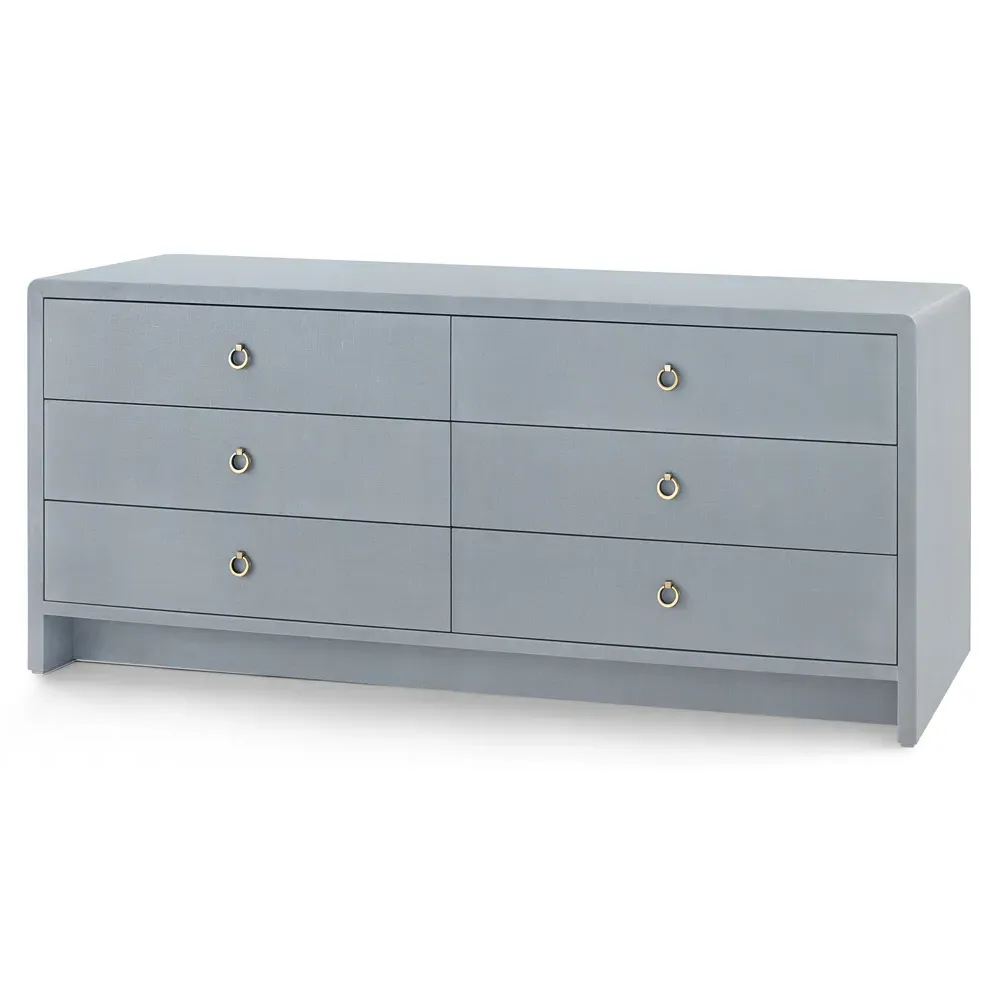 Bryant Wide Double Dresser - Grey, Lacquered Linen