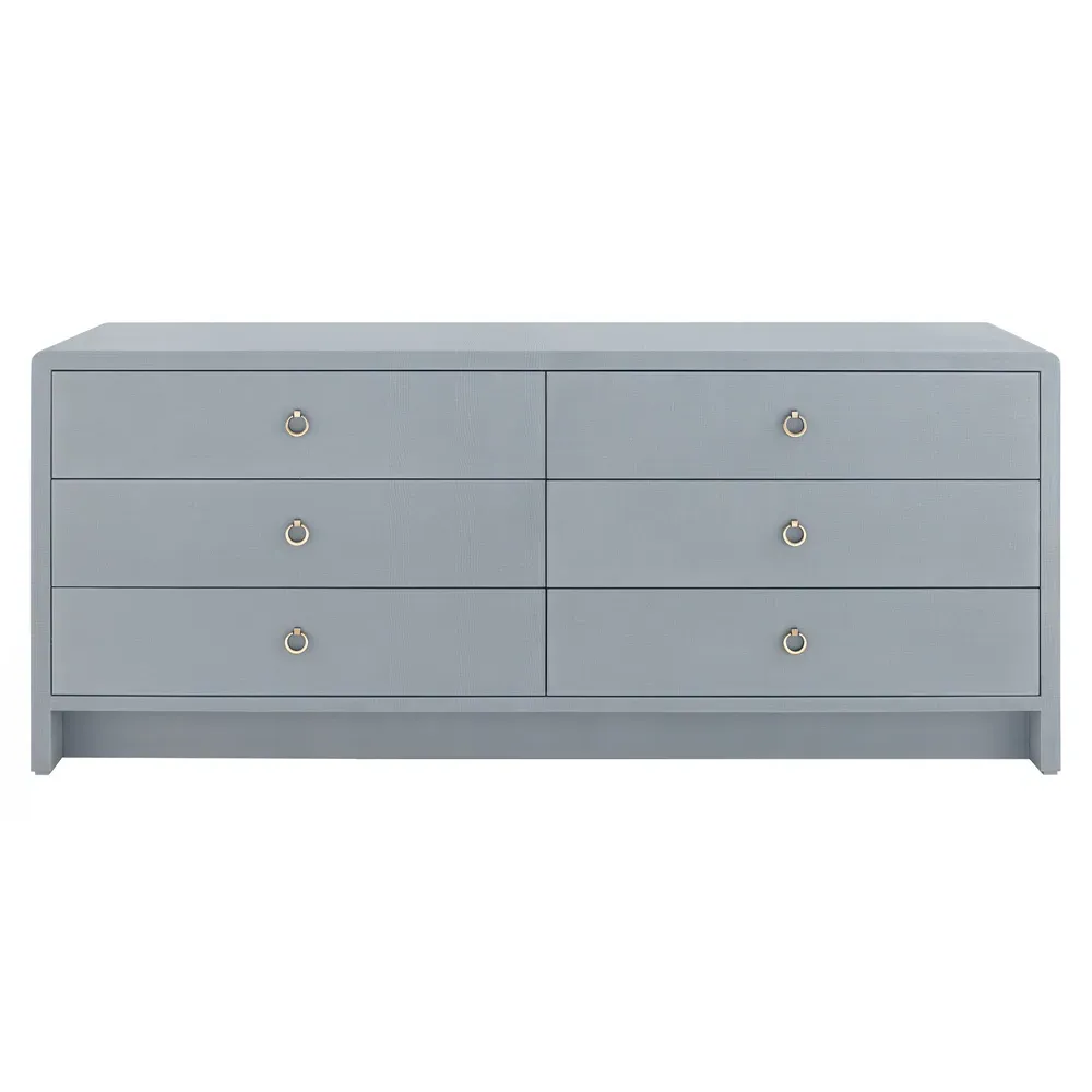 Bryant Wide Double Dresser - Grey, Lacquered Linen