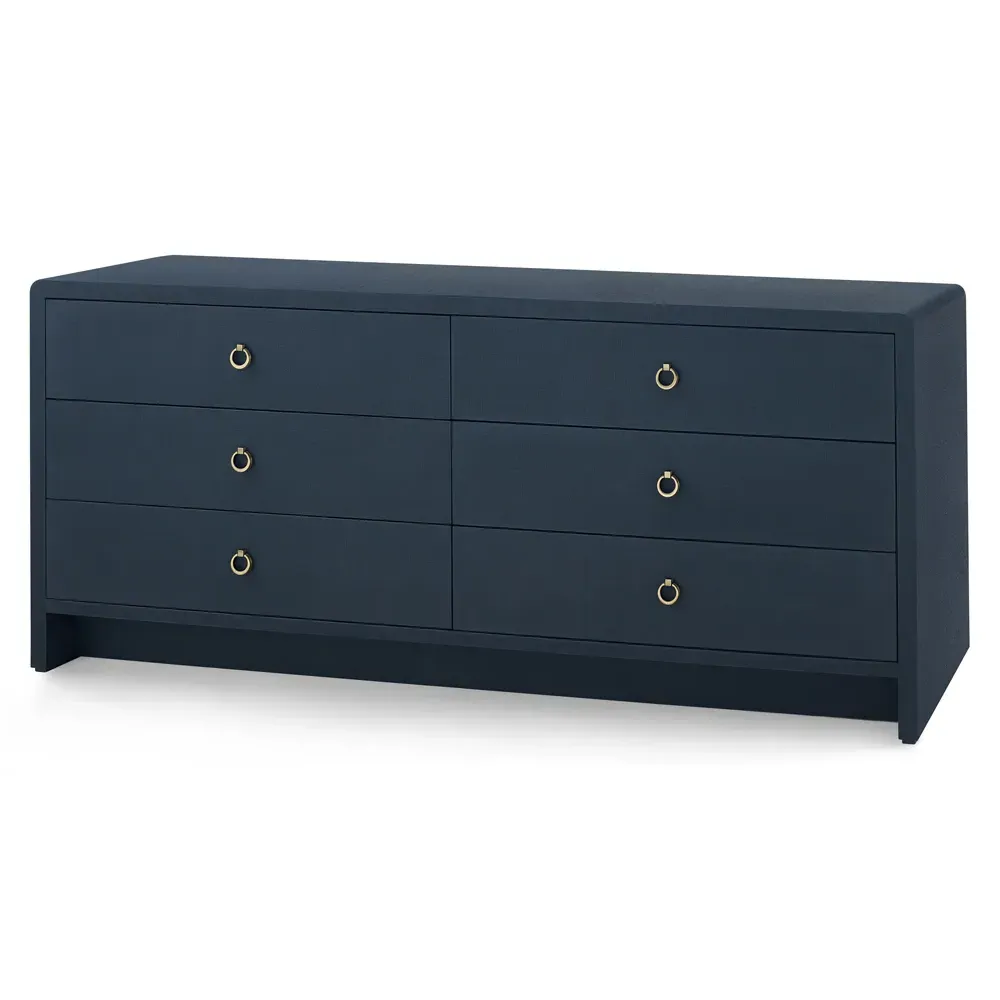 Bryant Wide Double Dresser - Navy Blue, Lacquered Linen