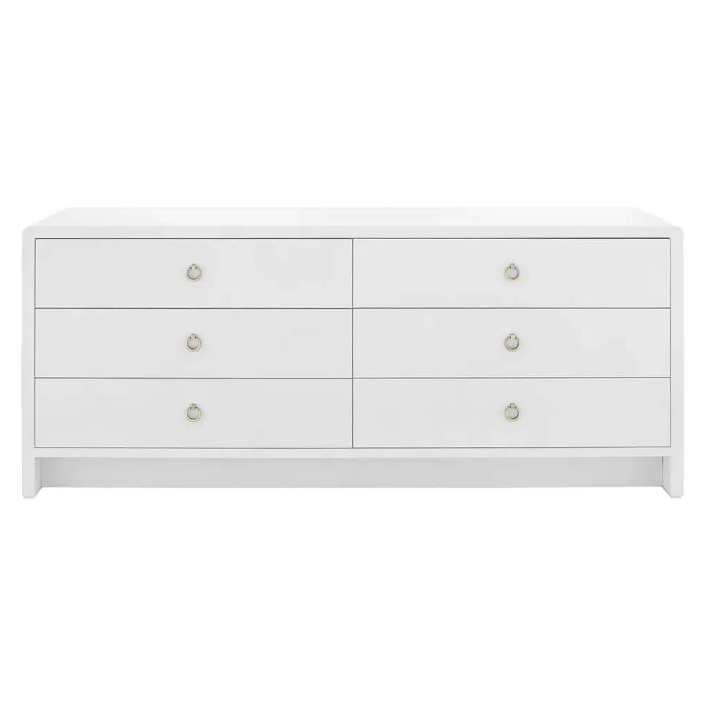Bryant Wide Double Dresser - White, Lacquered Linen