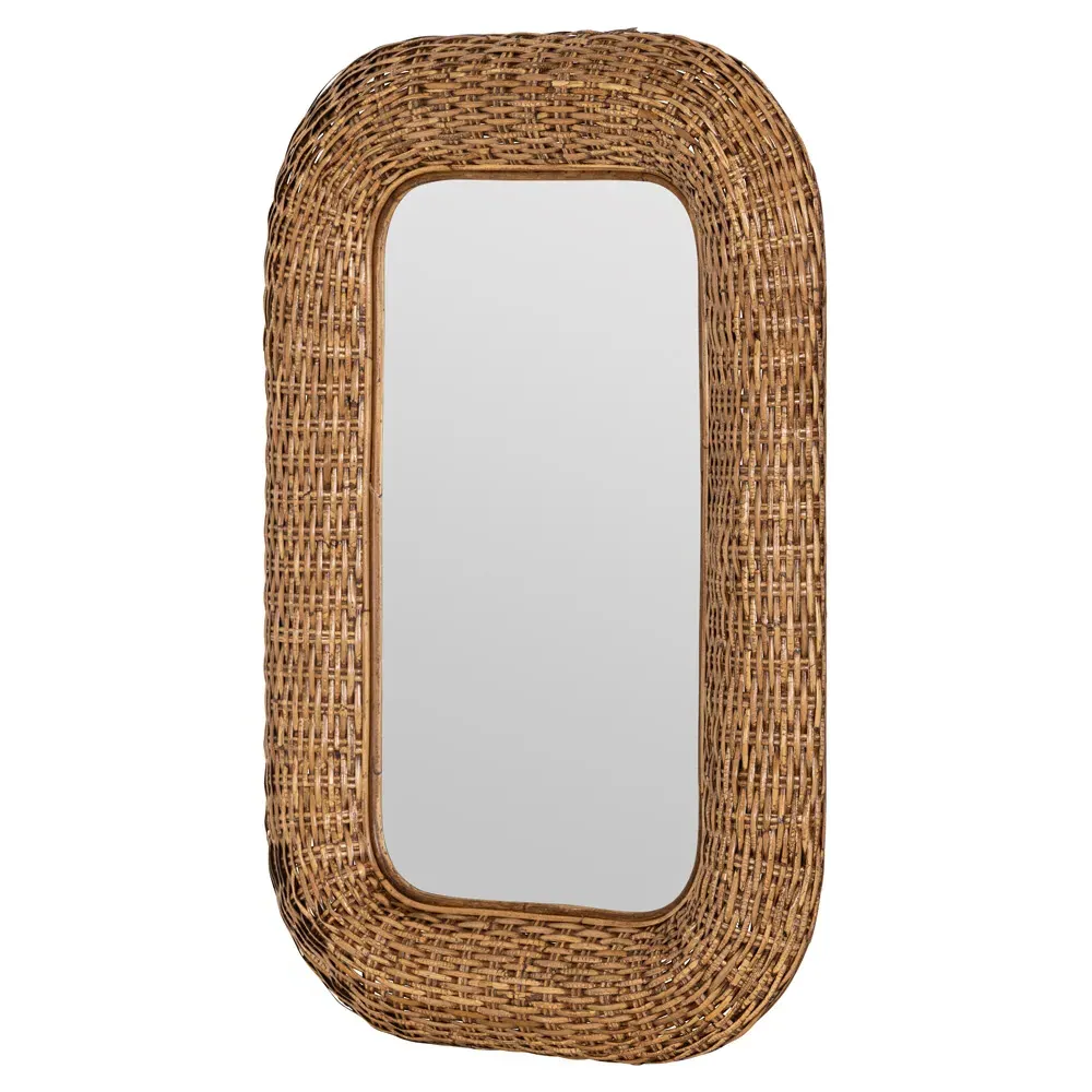 Brynlee Woven Rattan Frame Wall Mirror - Brown