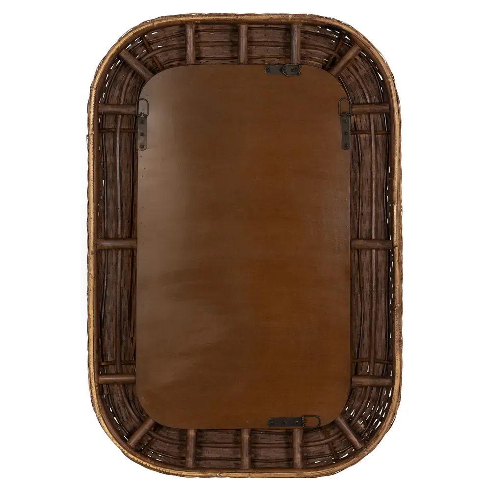 Brynlee Woven Rattan Frame Wall Mirror - Brown