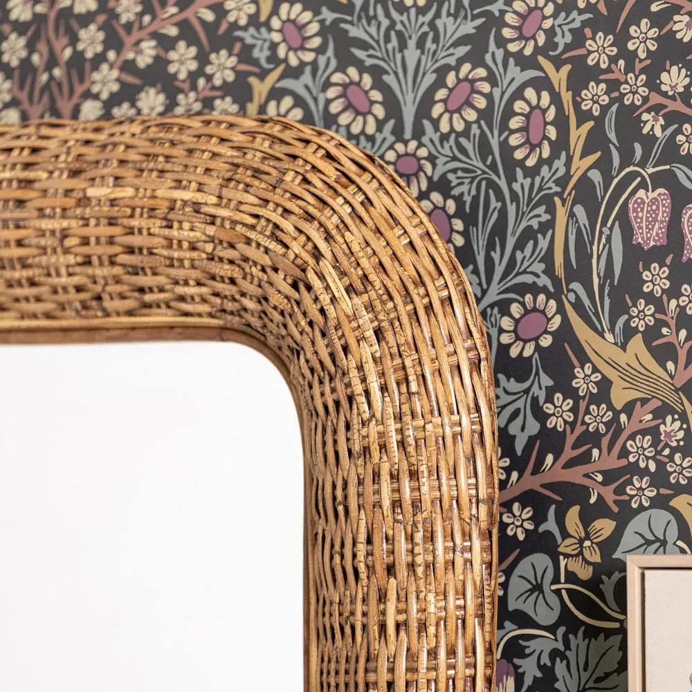 Brynlee Woven Rattan Frame Wall Mirror - Brown