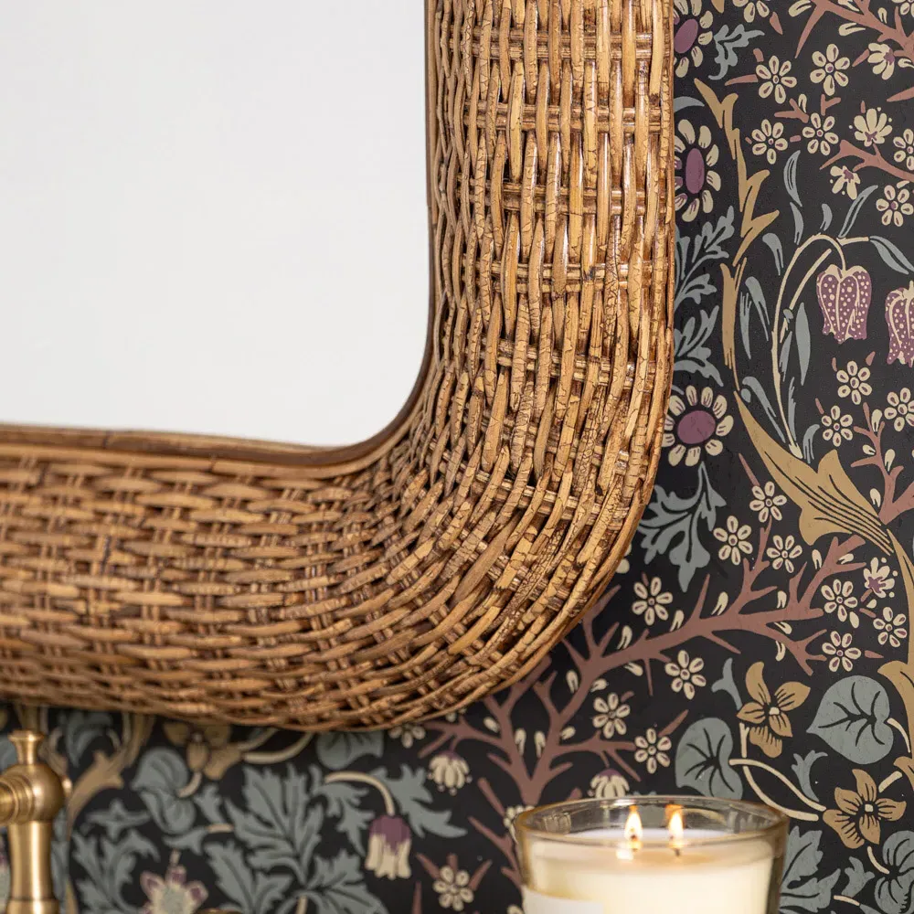 Brynlee Woven Rattan Frame Wall Mirror - Brown