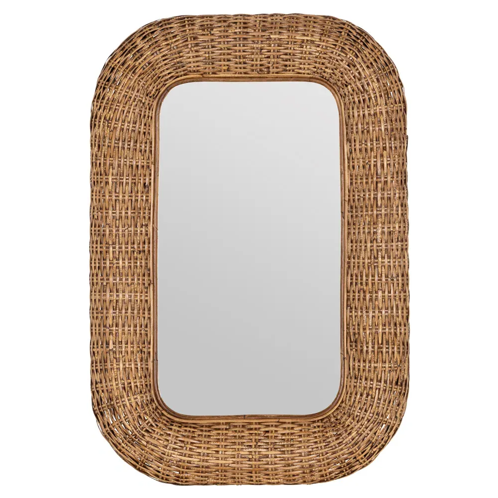 Brynlee Woven Rattan Frame Wall Mirror - Brown image
