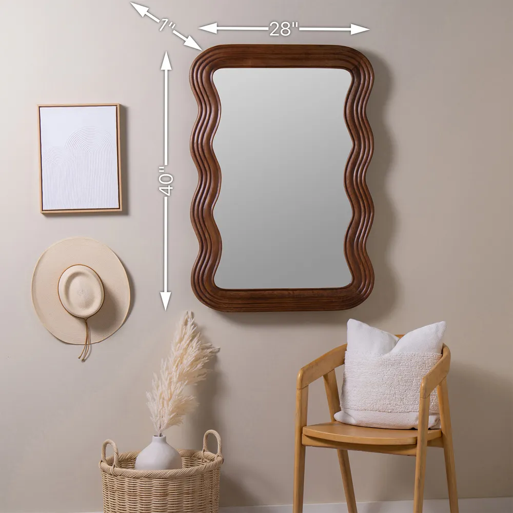 Brynn Large Wall Mirror - Brown, Mango Wood