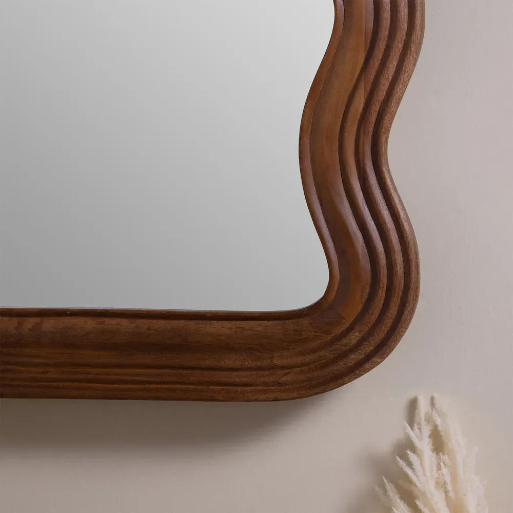 Brynn Large Wall Mirror - Brown, Mango Wood