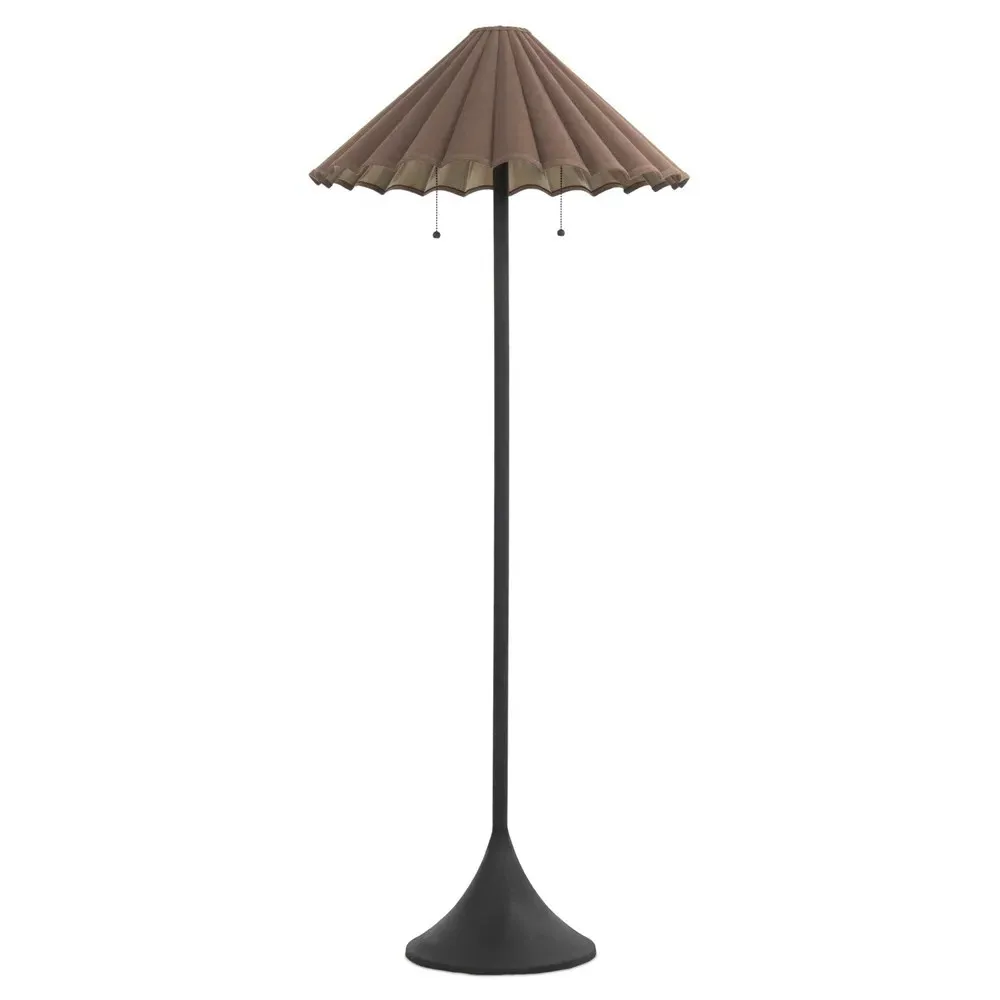 Brynn Scalloped Shade Floor Lamp - Brown, Iron