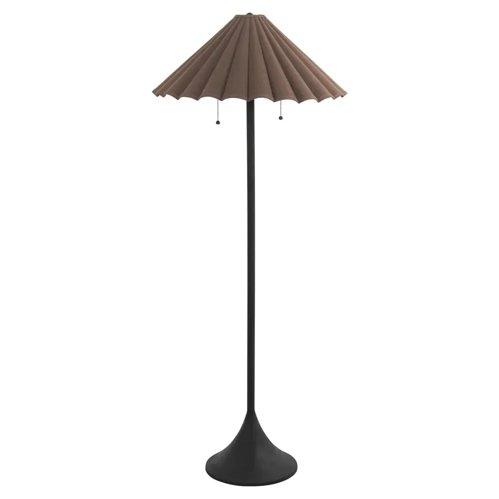 Brynn Scalloped Shade Floor Lamp - Brown, Iron