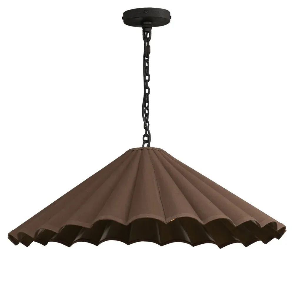 Brynn Scalloped Shade Pendant Light - Brown, Iron