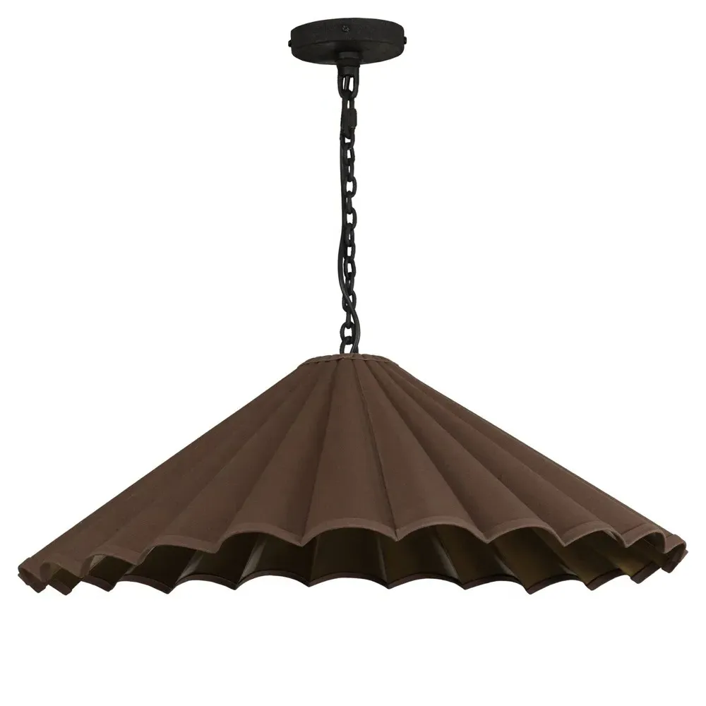 Brynn Scalloped Shade Pendant Light - Brown, Iron