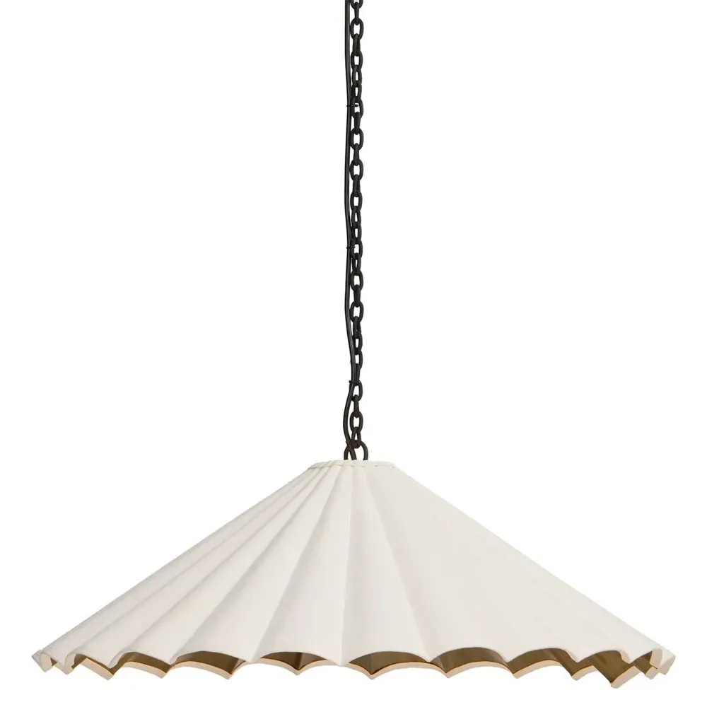 Brynn Scalloped Shade Pendant Light - Cream, Iron