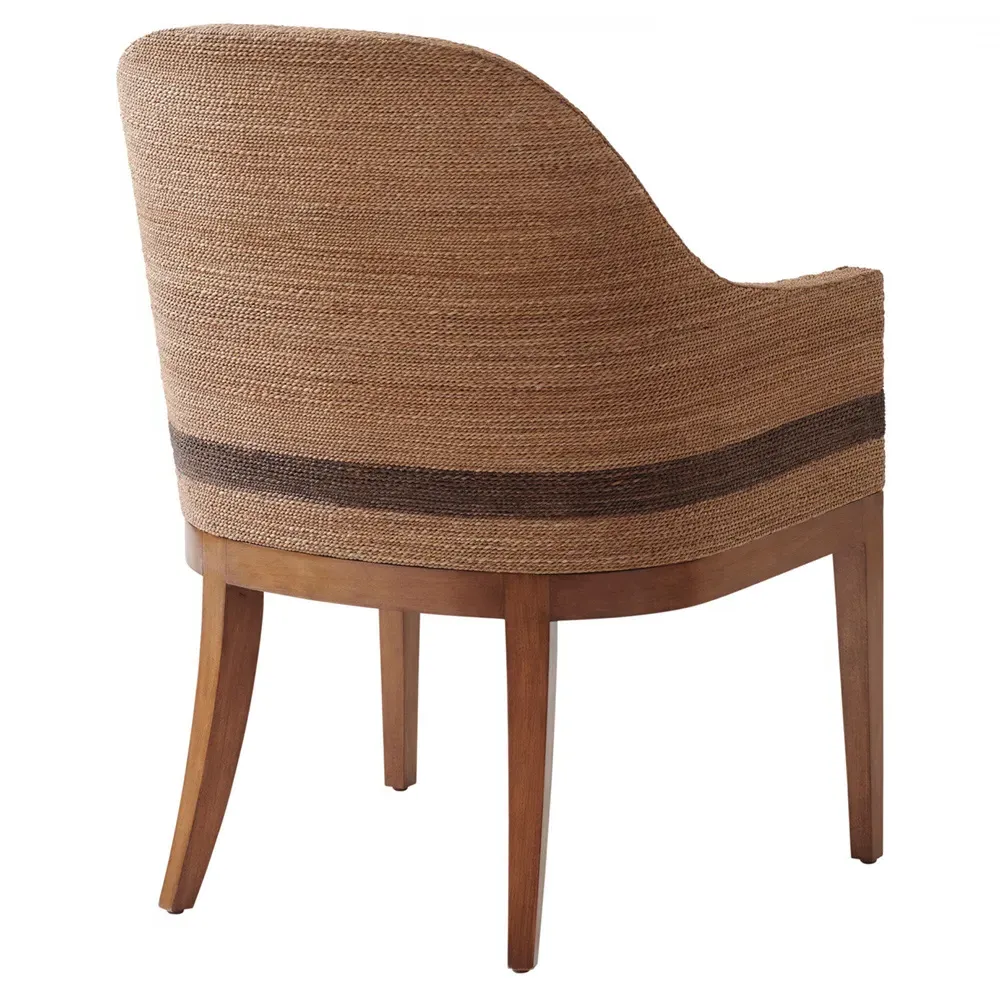 Bryson Coastal Dining Arm Chair - White, Woven Rope