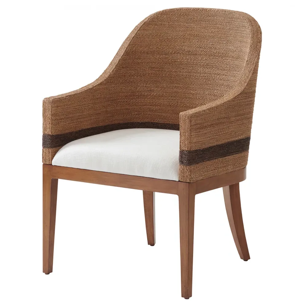 Bryson Coastal Dining Arm Chair - White, Woven Rope image