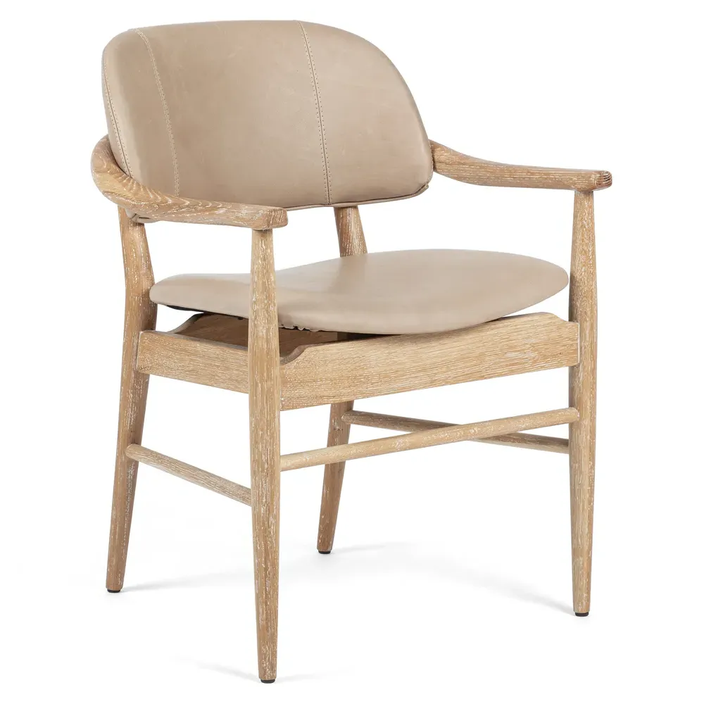 Bryson Dining Arm Chair - Beige, Leather