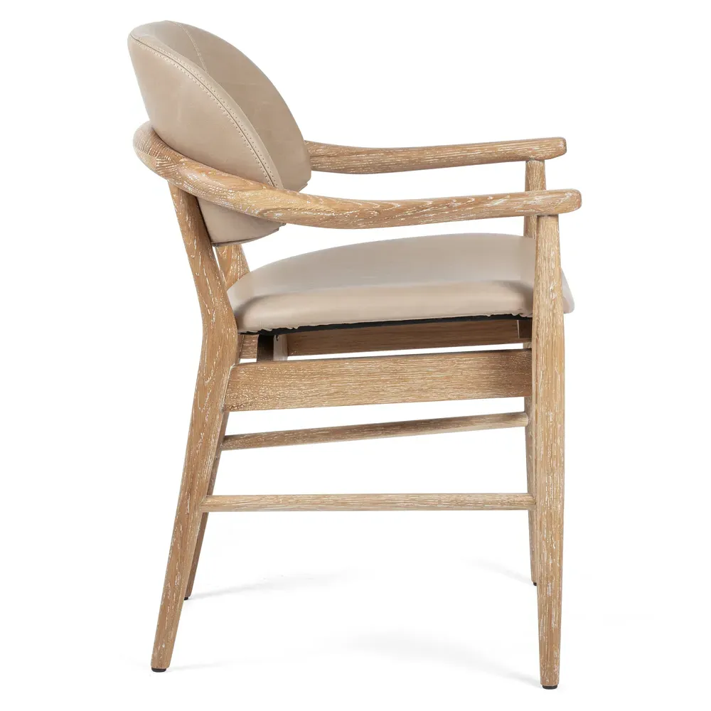 Bryson Dining Arm Chair - Beige, Leather