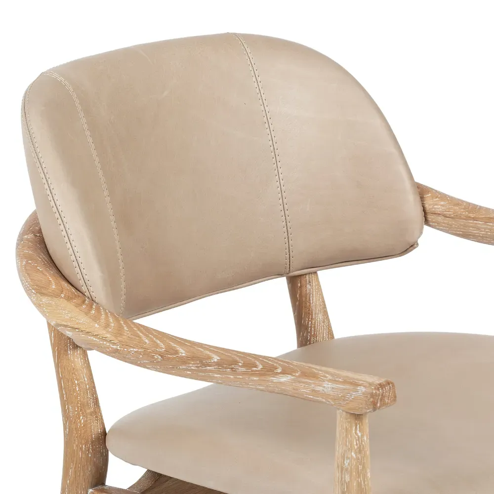 Bryson Dining Arm Chair - Beige, Leather