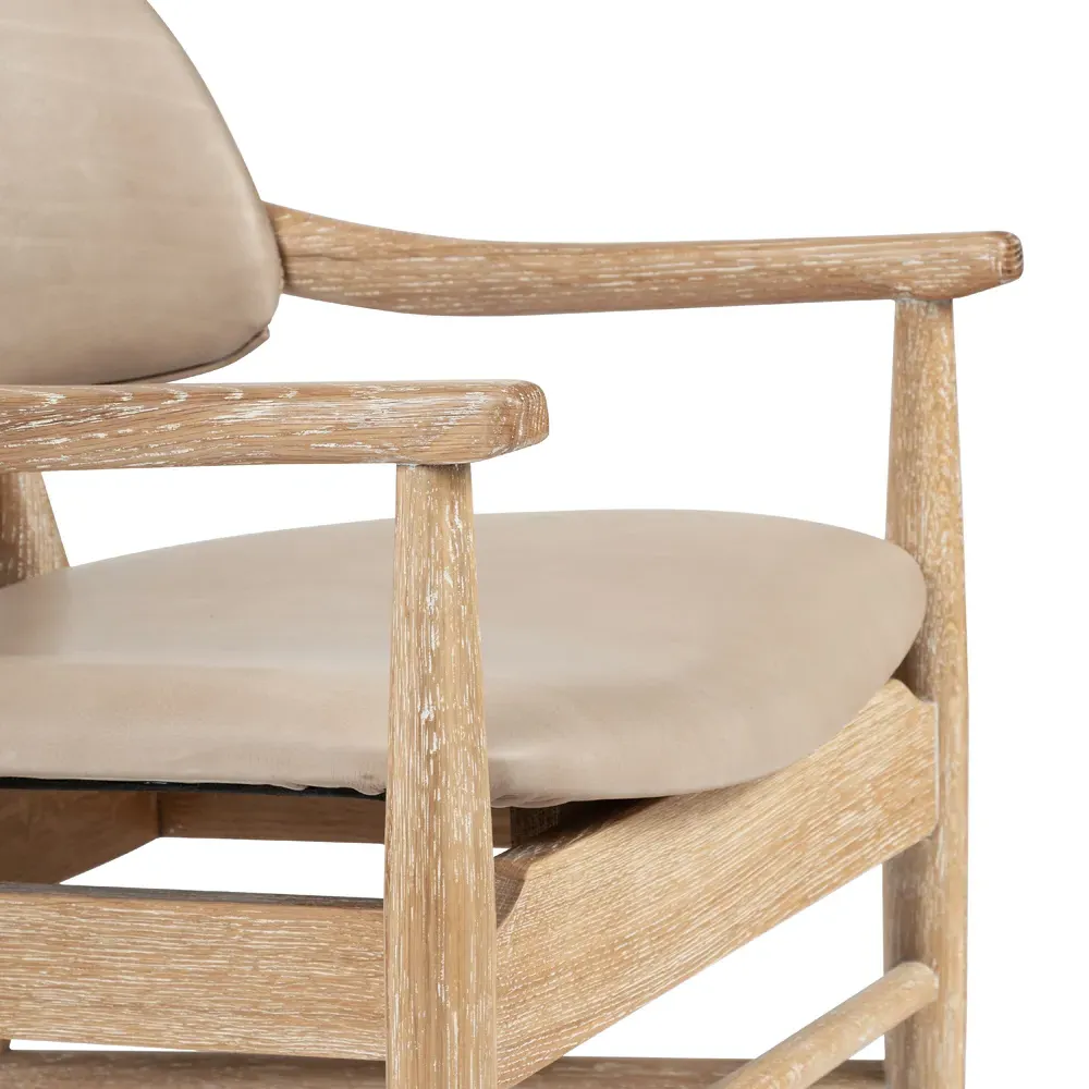 Bryson Dining Arm Chair - Beige, Leather