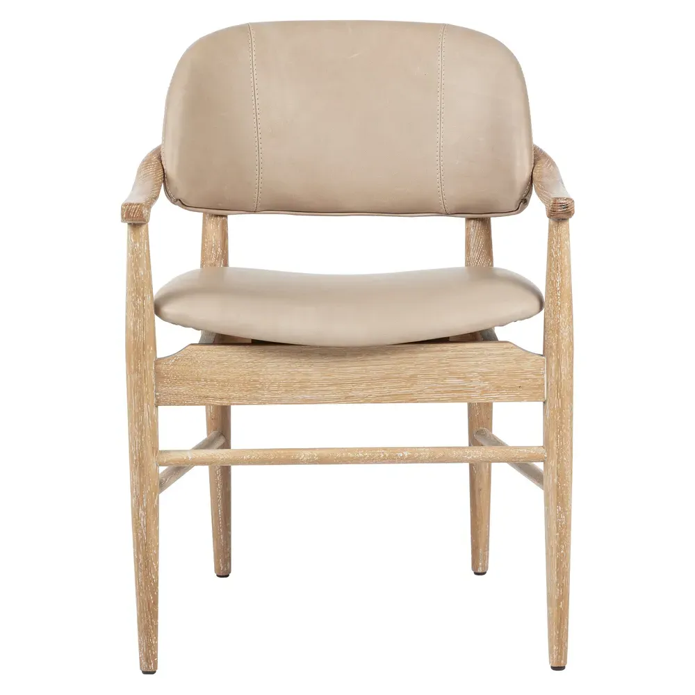 Bryson Dining Arm Chair - Beige, Leather
