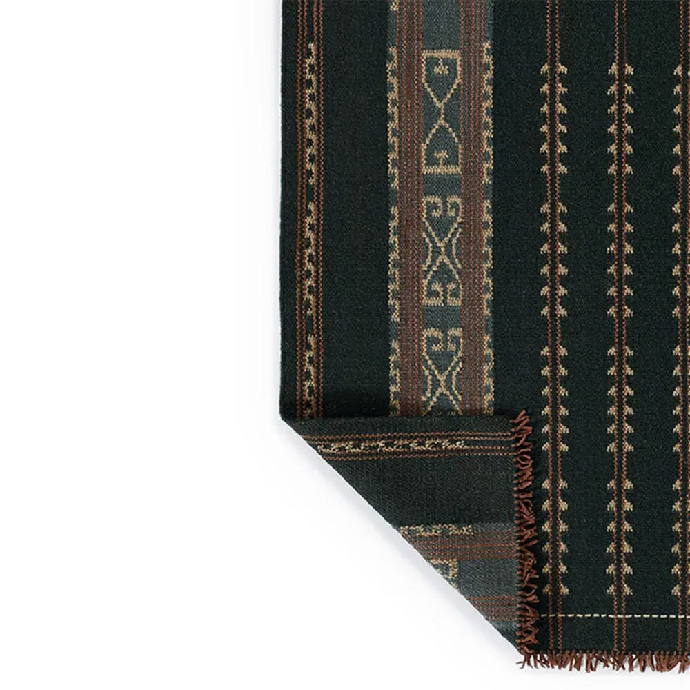 Bughaw Tribal Patterned Rug - Dark Blue, Wool