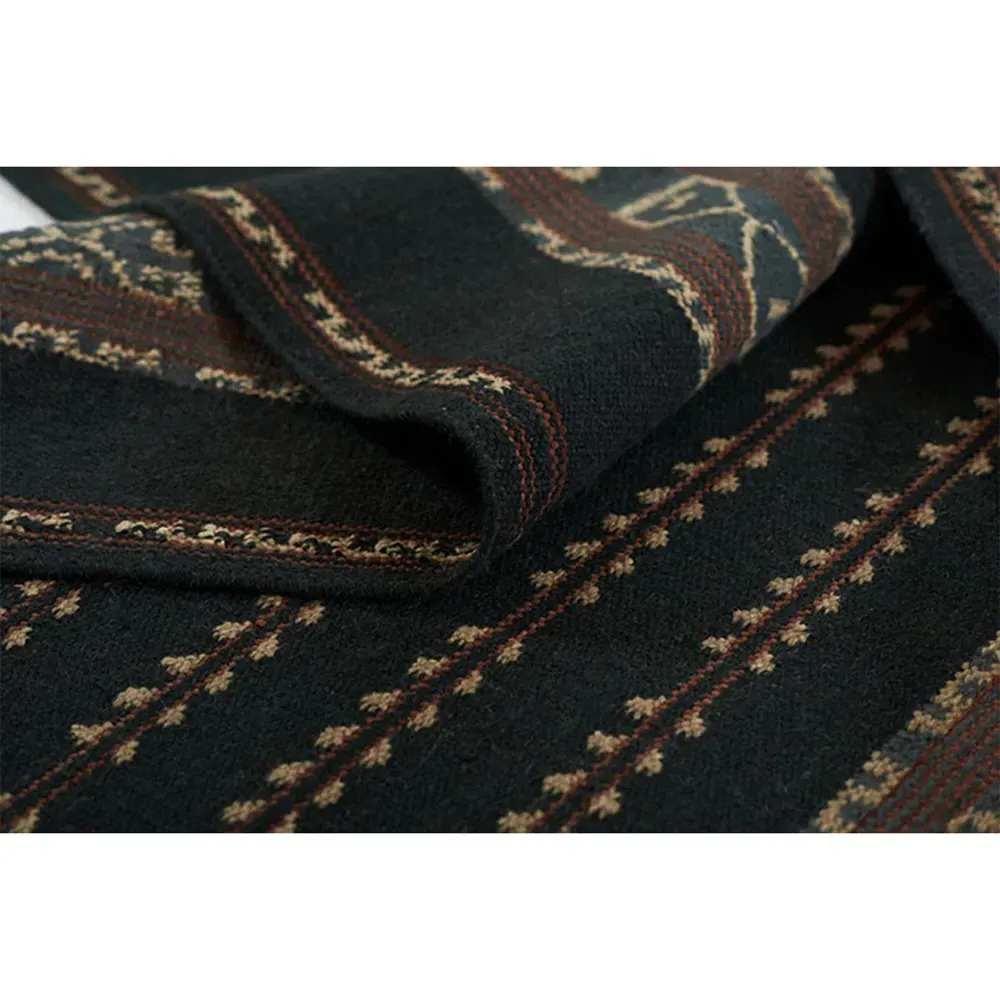 Bughaw Tribal Patterned Rug - Dark Blue, Wool