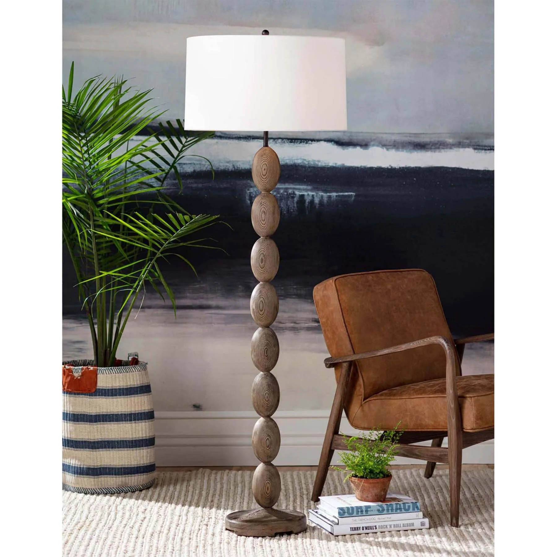 Buoy Column Floor Lamp - Brown, Birch Wood