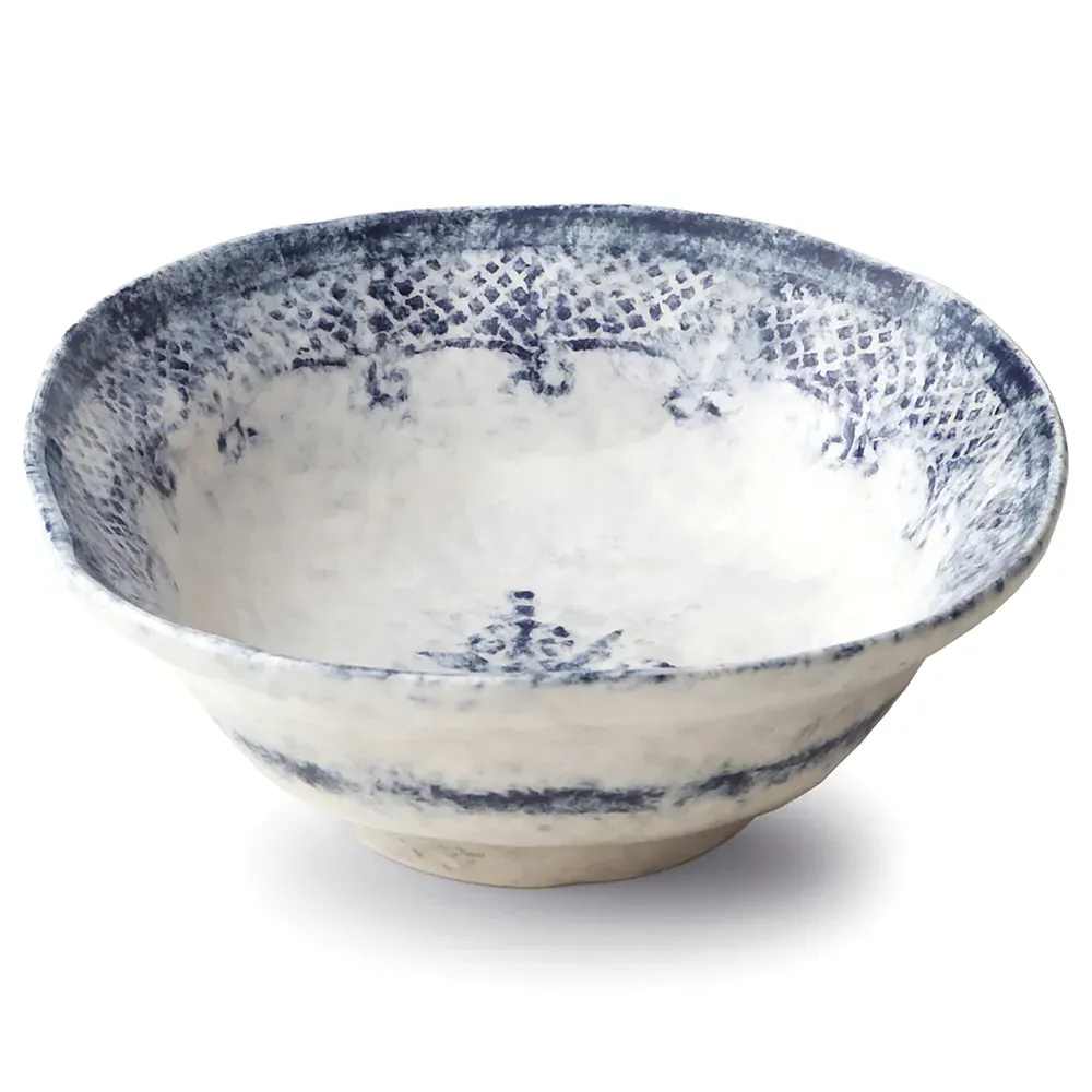 Burano Blue Lace Cereal Bowl - White, Ceramic image