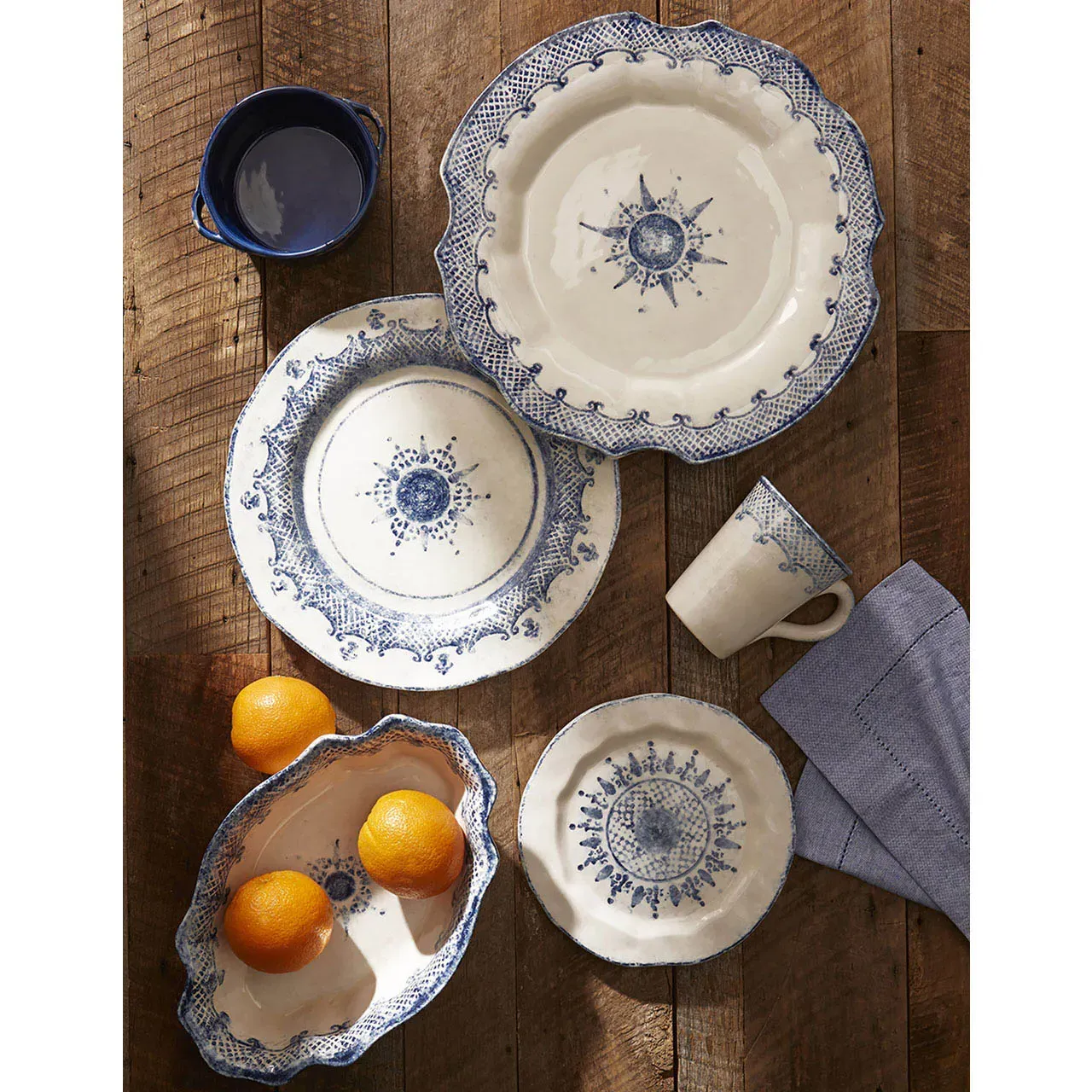 Burano Blue Lace Dinner Plate - White, Ceramic