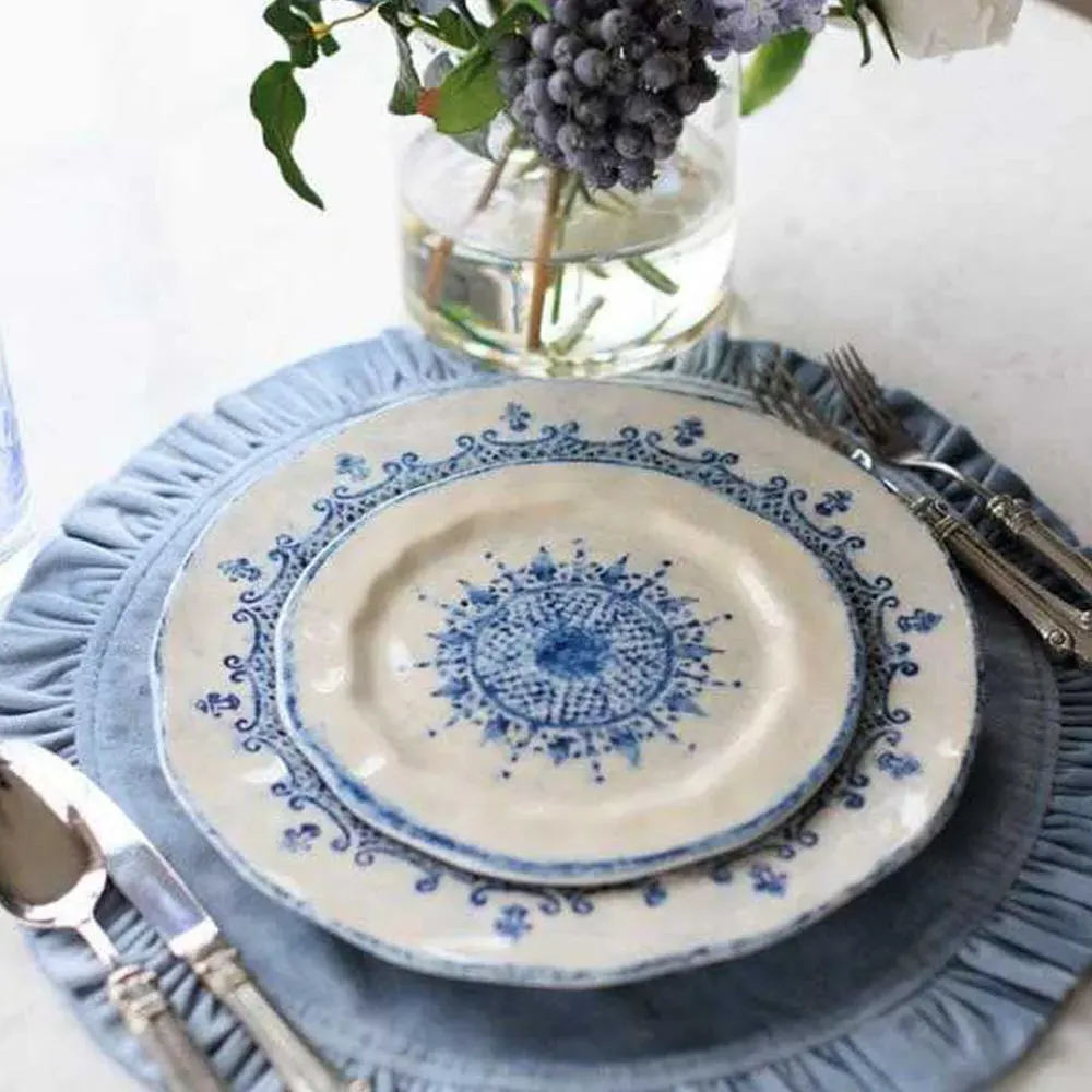 Burano Blue Lace Salad Plate - White, Ceramic
