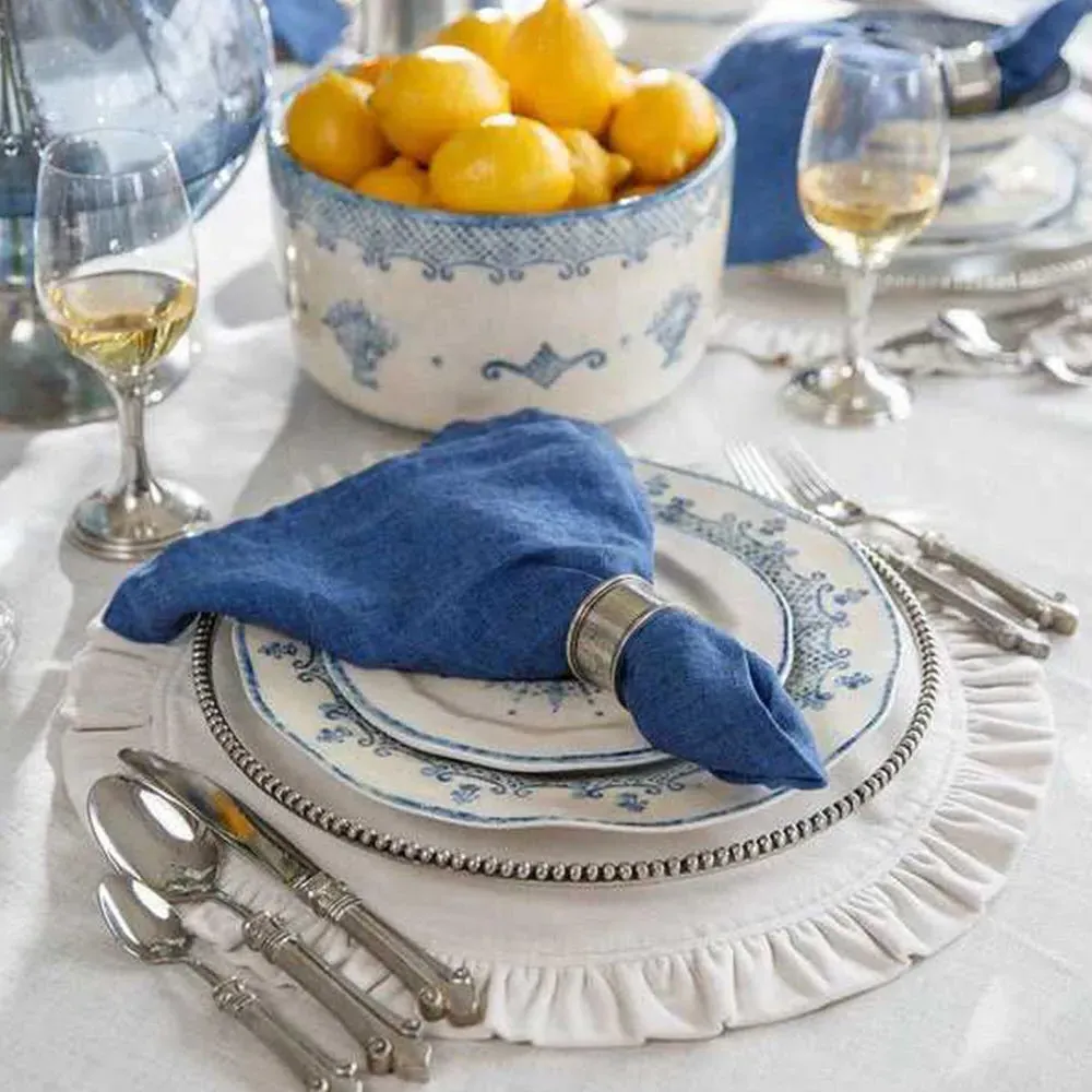 Burano Blue Lace Salad Plate - White, Ceramic