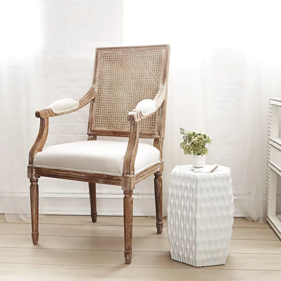 Burma Bamboo Stool - White, Porcelain