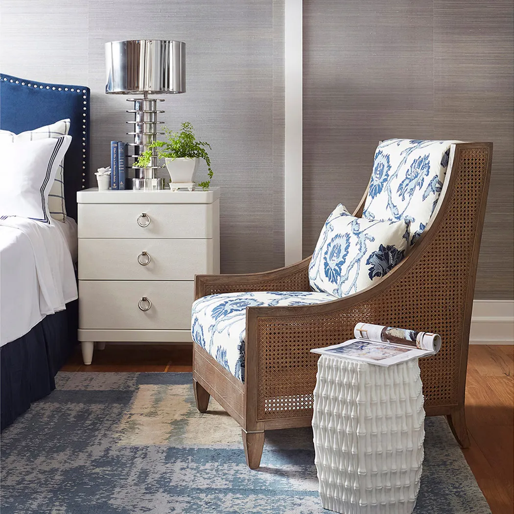 Burma Bamboo Stool - White, Porcelain