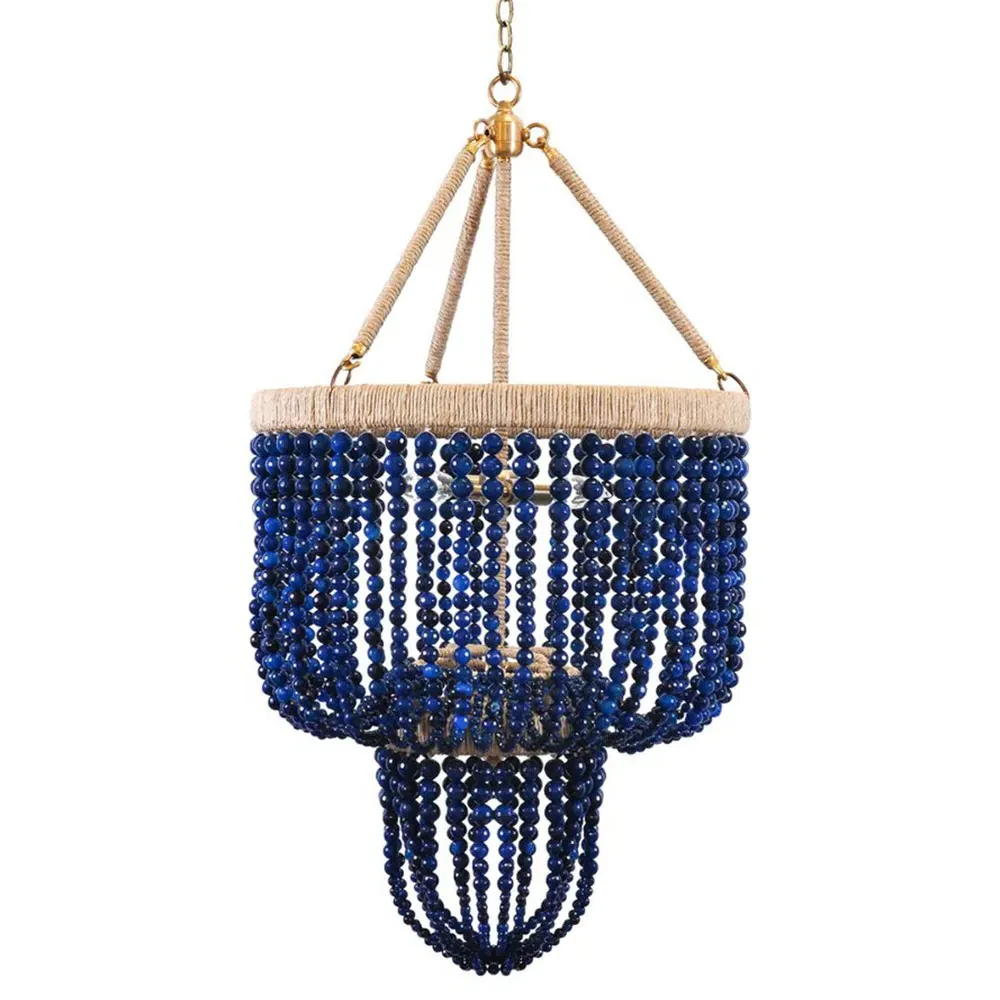 Burnett 2 Tier Agate Beads Shaded Chandelier - Navy