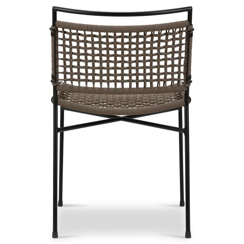 Burton Woven Rope Outdoor Dining Chair - Black, Iron