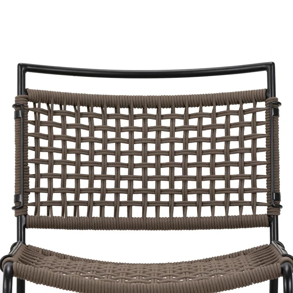 Burton Woven Rope Outdoor Dining Chair - Black, Iron