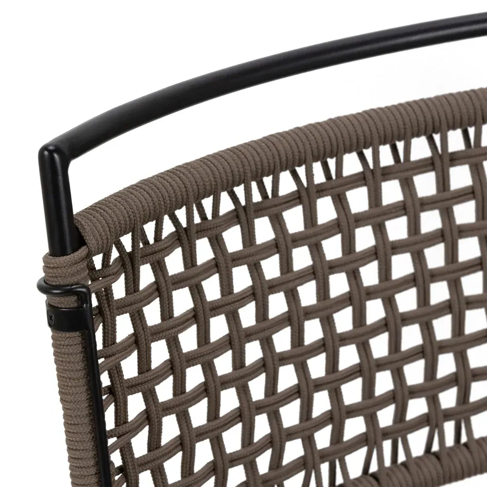 Burton Woven Rope Outdoor Dining Chair - Black, Iron