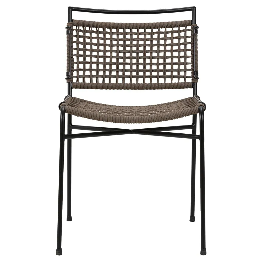 Burton Woven Rope Outdoor Dining Chair - Black, Iron