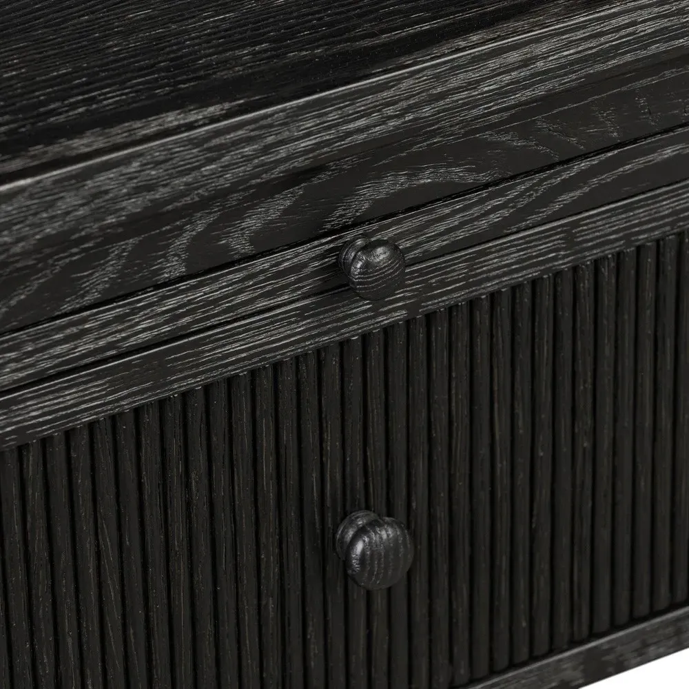 Bush Desk with Pull-Out Surfaces - Distressed Black, Oak