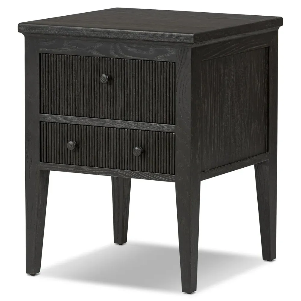 Bush Nightstand with Drawers - Distressed Black, Oak