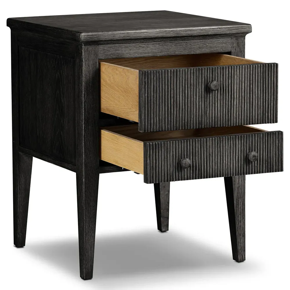 Bush Nightstand with Drawers - Distressed Black, Oak