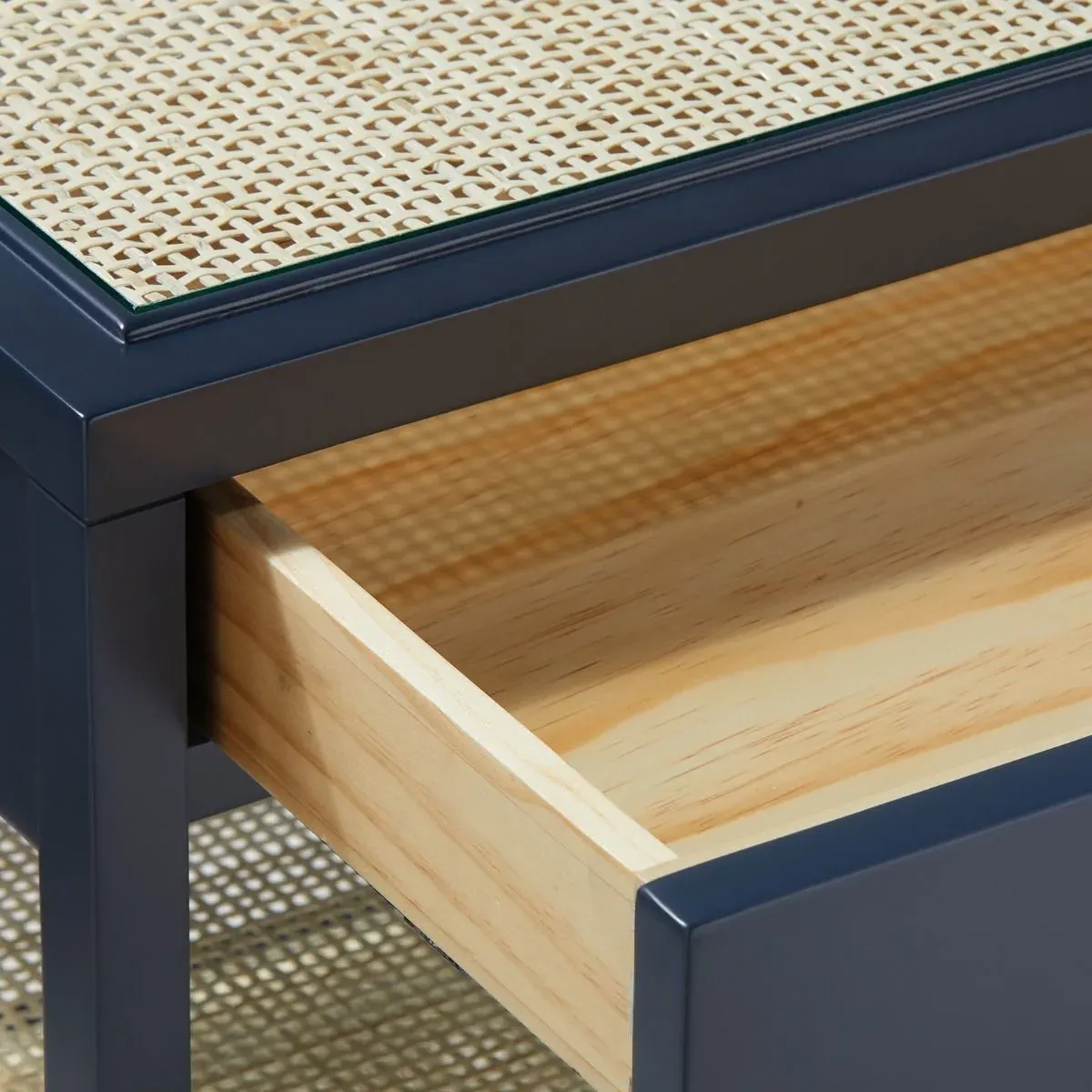 Caanan Side Table with Drawer - Blue, Wood