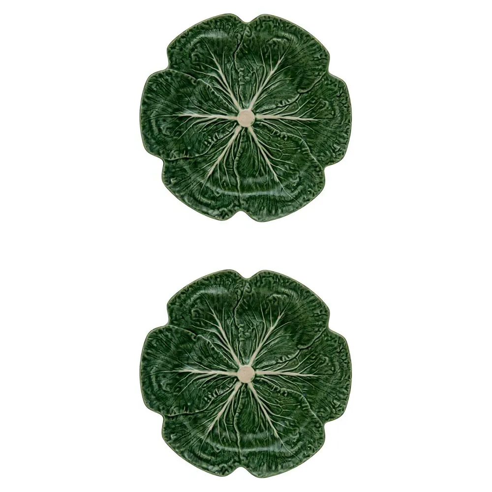 Cabbage French Charger Plates Set of 2 - Green, Stoneware