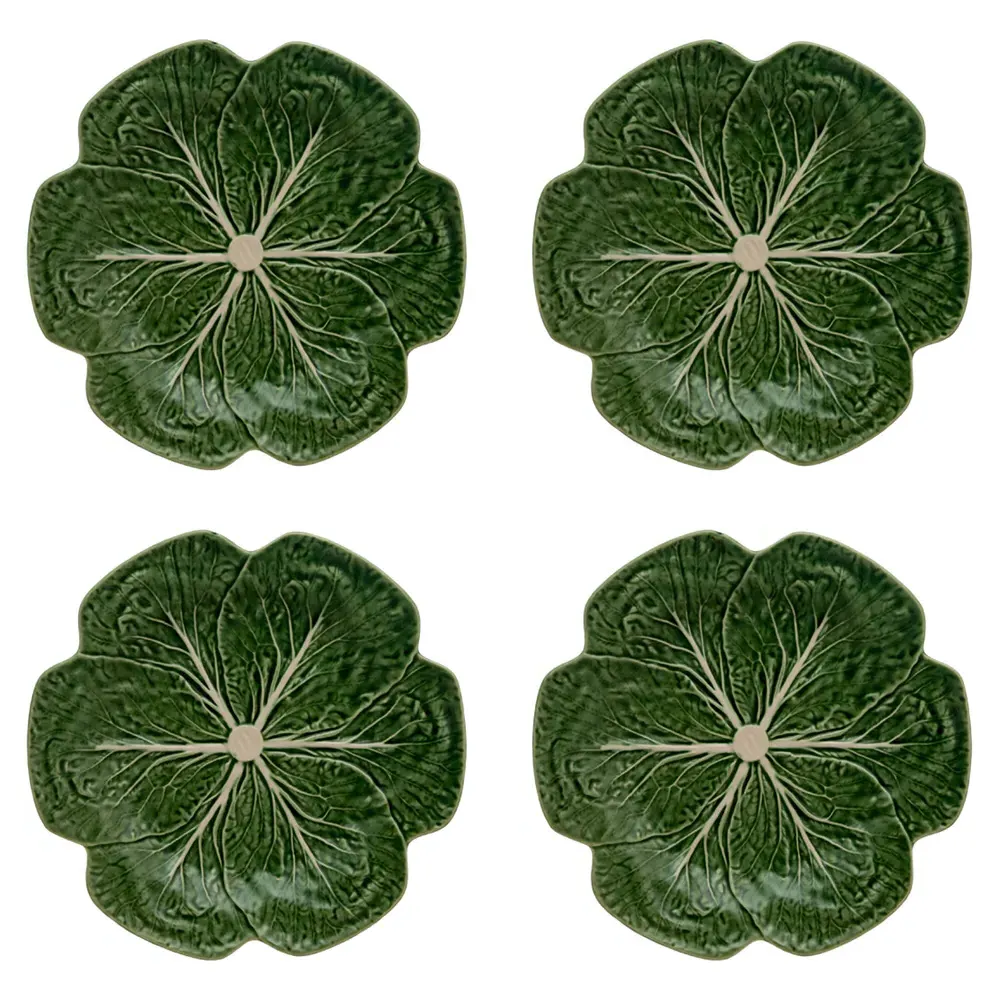 Cabbage French Dinner Plates Set of 4 - Green, Stoneware