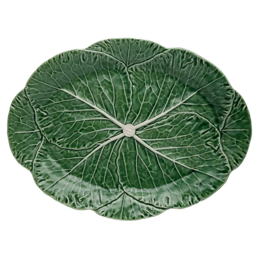 Cabbage Oval Platter - Green, Earthenware