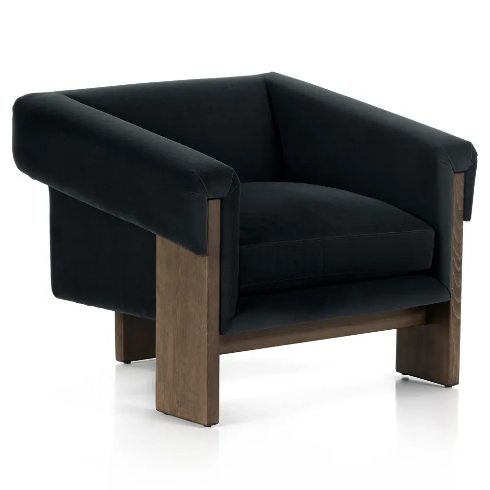 Cabrina Mid Century Club Chair - Black, Beech Wood