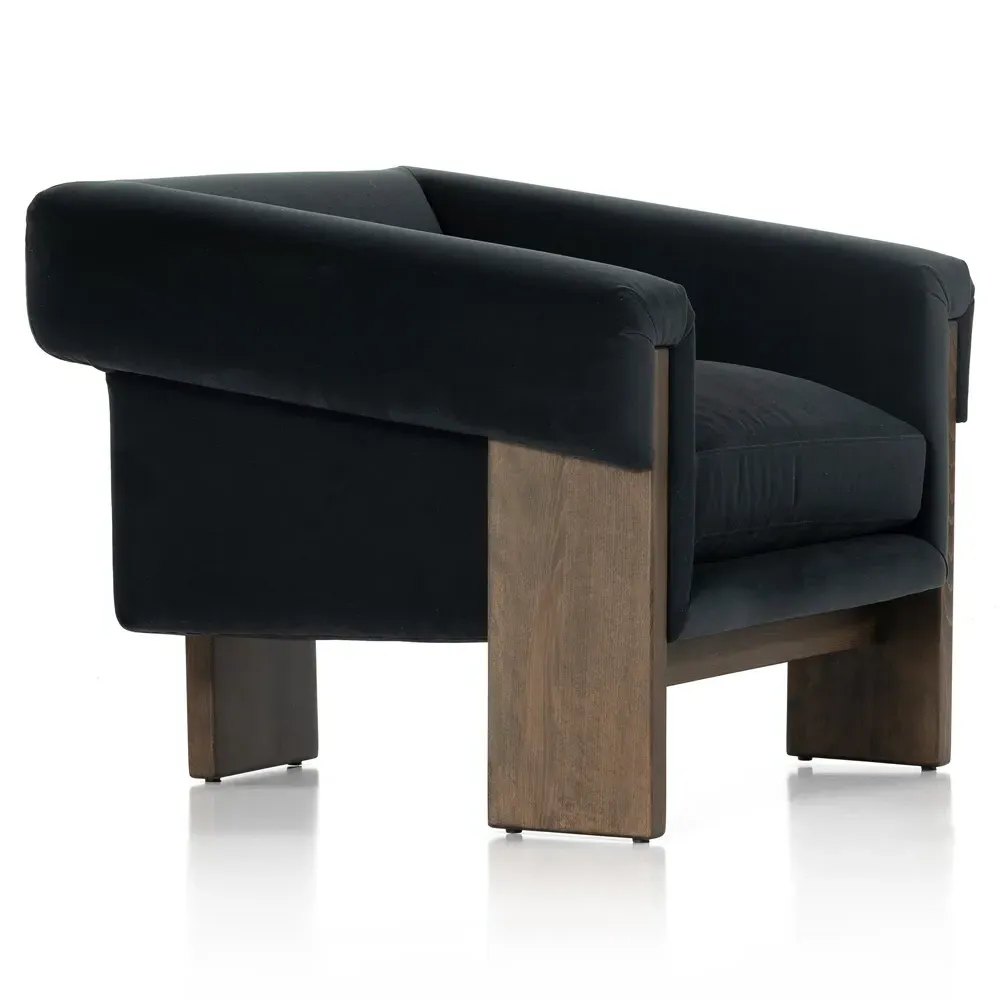 Cabrina Mid Century Club Chair - Black, Beech Wood